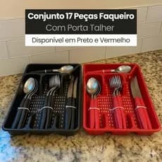 Jogo De Talheres Inox 17 Peças Faqueiro Com Porta Talher