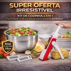 Kit Cortador Legumes Multifuncional + Bowl Saladeira Tigela
