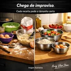 Conjunto de Bowl Inox Kit 3 Peças de Tigela Inox Empilhável Gamela Bacia Cozinha