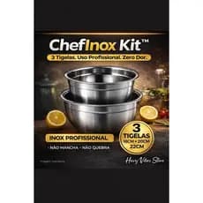 ChefInox Kit™ 3 Tigelas Inox Profissional 24cm 26cm 28cm | Não Mancha e Não Quebra