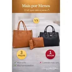 Kit 3 Peças Bolsa Feminina Estilo Tote