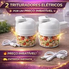 Triturador Elétrico Portátil USB 2 Unidades Sem Fio Mini Processador Cozinha Rápida Pica Tudo