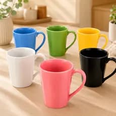 Conjunto 6 Canecas Tulipa em Porcelana 250ml Coloridas para Café e Chá