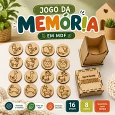 Jogo da Memória Infantil Fazendinha MDF 16 Peças com Caixa Brinquedo Educativo Pedagógico Montessori