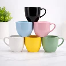 Jogo 6 Xícaras de Café e Chá Porcelana 170ml Coloridas – Kit Xícara Pequena para Expresso Café Chá