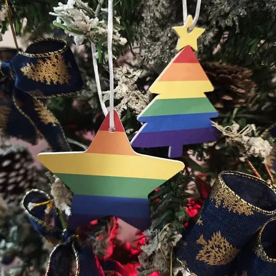 ENFEITE NATALINO PENDENTE ARVORE ESTRELA LGBTQIA+ PRIDE ARCO IRU ORGULHO NATAL PENDURAR 1029327
