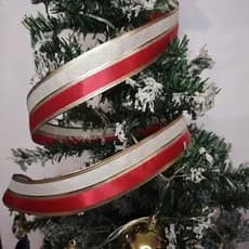 FITA  FRISADA ARAMADA VERMELHO DOURADO ROSÉ ARAMADO 2 METROS 36MM NATAL DECORAÇÃO PRESENTE ÁRVORE HALLEY 5071-1058