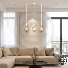 Luminária Tonzi Retangular Pendente Triplo Aramado Lustre e27 110v/220v