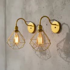 Arandela De Parede Retrô Diamante Aramado Industrial Moderna Bivolt