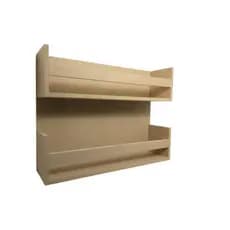 Porta tempero prateleira organizador 2 divisões decoração 40x30,5x10,6 mdf cru
