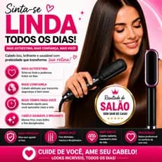 Escova Alisadora Elétrica Bivolt 5 em 1 Temperatura Ajustável Profissional Cabelo Liso Rápido.