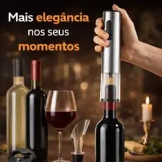 Abridor de Vinho Elétrico Automático Saca Rolhas Portátil com Kit Acessórios