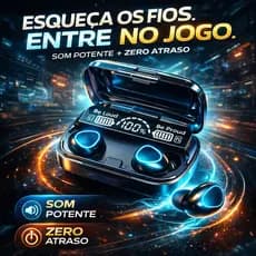Fone Bluetooth M10 Sem Fio Bateria de 2000mAh Display LED Gamer IPX7 Preto