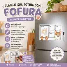 Planner Lista de Compras Imã Geladeira + Caneta com Apagador