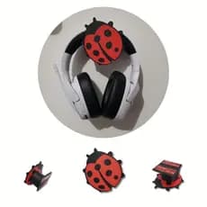Suporte Decorativo para Headset em Formato de Joaninha, Fixação Dupla-Face