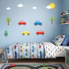 Adesivos de Parede Carros Coloridos, Tema Infantil, Decoração Quarto Criança