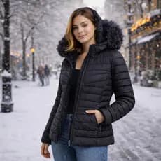 Jaqueta Bobojaco Puffer Feminina Inverno Capuz Removivel Impermeavel Frio Peluciada
