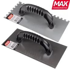 Desempenadeira Massa Corrida Gesso Max 25.5cmx12cm Lisa/Dentada Drywall/Piso Aço Inox Profissional