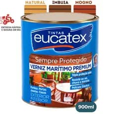 Verniz de Madeira Opções De Cores Verniz Eucatex 900ml Imbuia Mogno Natural Vernis Brilhante Lata1/4