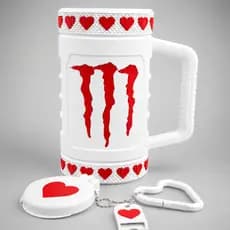 Kit Suporte Lata Monster Corações + Tampa + Chaveiro Abridor e Porta Foto - Dia dos Namorados