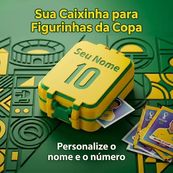 Porta Figurinhas Personalizado Com Nome e Número | Caixa Organizadora Para Figurinhas de Futebol