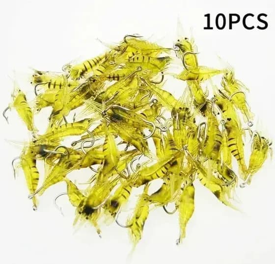 Kit Iscas Artificiais Pesca Macias De Pesca De Camarão Em Silicone Aromatizado Com Anzol 4cm e 2g