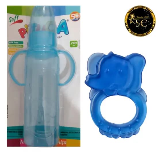 mamadeiras pituca 240ml cores azul e rosa