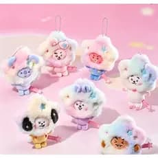 BTS BT21 Chaveiro de pelúcia Galaxy Series Tie-Dye Boneca Chaveiro Pingente