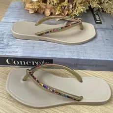 Lindissimo Chinelo Rasteirinha Feminina Strass Pedras Colorido Sandália Com Conforto leveza Preço de Fabrica  - modelo 2