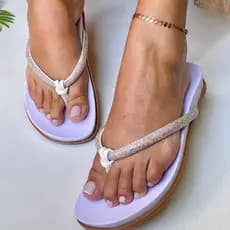 Chinelo Feminino Papete Dedo Tira Strass Luxo Brilho Casual Palmilha Confortável Leve Uso no Dia-  PB29 modelo 2026