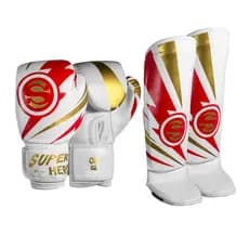 Kit Muay Thai Infantil Luva + Caneleira Super Hero Olimpo Esportes