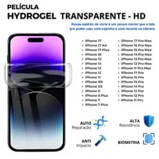 Pelicula Hidrogel HD Anti Impacto para iPhone TODOS OS MODELOS - 16 - 15 - 14 - 13 - 12 - 11