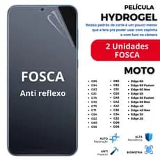 Kit 2 Peças de Película HIDROGEL FOSCA PREMIUM Flexível para Motorola Edge 20 a 60, Moto G