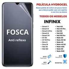 Pelicula Hidrogel PREMIUM FOSCA para INFINIX - TODOS OS MODELOS - SMART, HOT, ZERO, NOTE