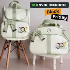 Kit Bolsa Maternidade 2 peças com Mochila Versátil Mamãe Bebê, Mala de Luxo Menino/Menina