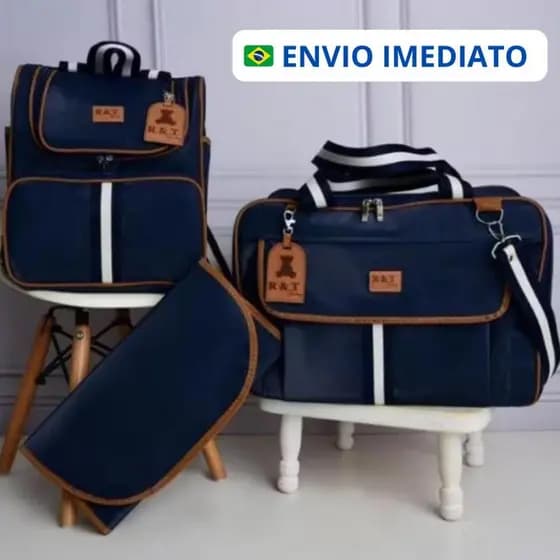 Kit Bolsas Maternidade Mala De Bebê Com Mochila Grande 2 Em 1 + Trocador Menino Menina