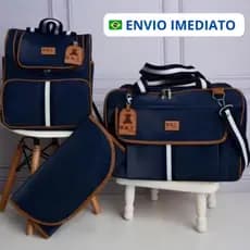 Kit Bolsas Maternidade Mala De Bebê Com Mochila Grande 2 Em 1 + Trocador Menino Menina