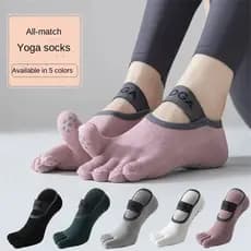 1 par de mulheres cinco dedos meias, profissional antiderrapante algodão suor absorvente meias, ioga meias, pilates