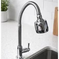 Torneira Cozinha Gourmet Bancada Mangueira Flexível 1/4 De Volta Cromada Dois Jatos