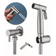 Ducha Higiênica Luxo 1/2" Mangueira 1,2m  Prateado 1 Saída