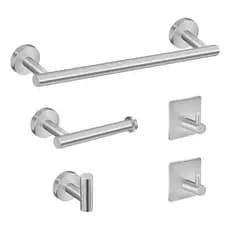 Kit Acessórios Banheiro Inox 304 Toalheiro Luxo 5 Peças Cinza