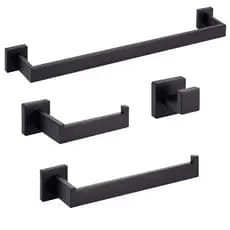 Kit Banheiro Aço Inox Premium Preto Fosco 4 Peças