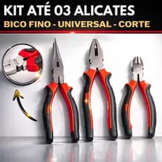 Kit Até 03 Alicate Universal 6" Polegadas  Emborrachado Profissional Bico ferramentas Fino Corte