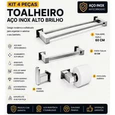 Kit Acessórios Banheiro/lavabo Aço Inox 4 Peças Q4C