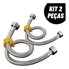 Engate Flexível Rabicho 1/2 Fêmea X Fêmea Inox 50cm Prateado Prateado Fosco