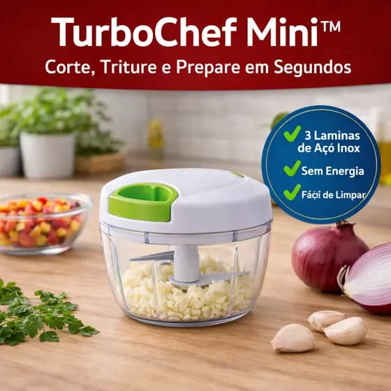 Processador Manual 500ml Triturador Alho Cebola e Legumes 3 Lâminas Aço Inox Cortador Cozinha