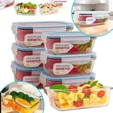 Pote Hermético Retangular Vidro Borossilicato Tampa Vedante 1040ml Conservação Frescor