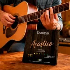 Encordoamento Giannini Violão Aço 6 cordas 011 052 Acústico Bronze 65/35 GESPW