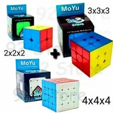 Kit 3 Cubo Mágico Original 2x2x2 + 3x3x3 + 4x4x4 MoYu Profissional Anti Stress