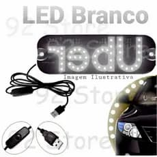 Placa LED Letreiro Branco Carro Motorista Aplicativo App U-ber 99